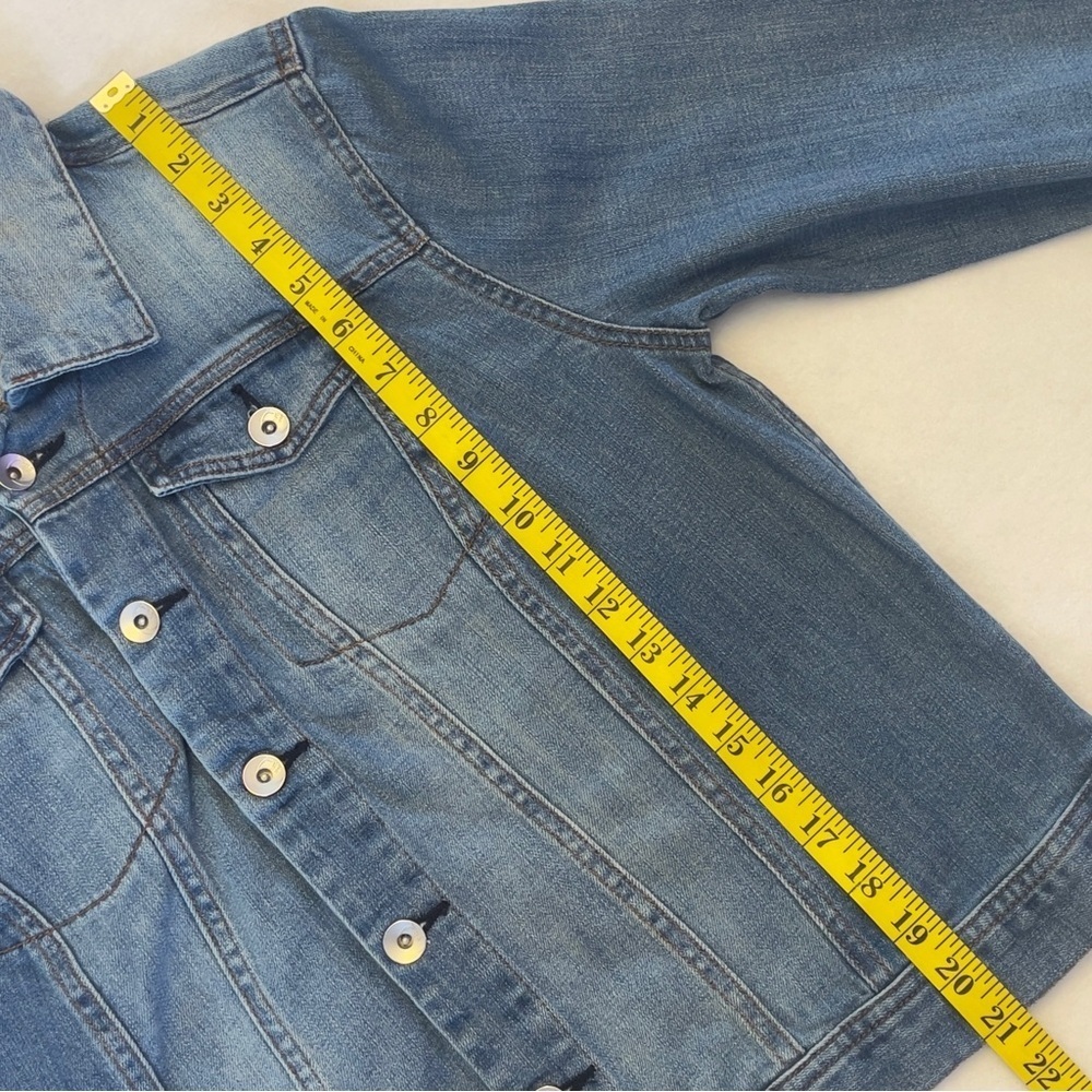 Est1946 Denim Womens Jean Jacket Long Sleeve Collared Button Down L - Picture 14 of 16